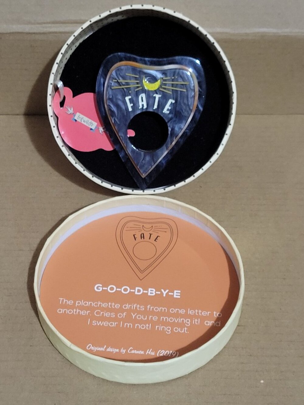 Erstwilder Planchette G-O-O-D-B-Y-E brooch